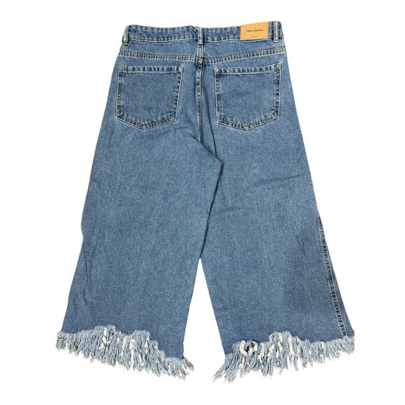 Zara Size 4 Trafaluc Denimwear Frayed Hem Loose Wide Leg High Rise Jeans Womens - Picture 6 of 9